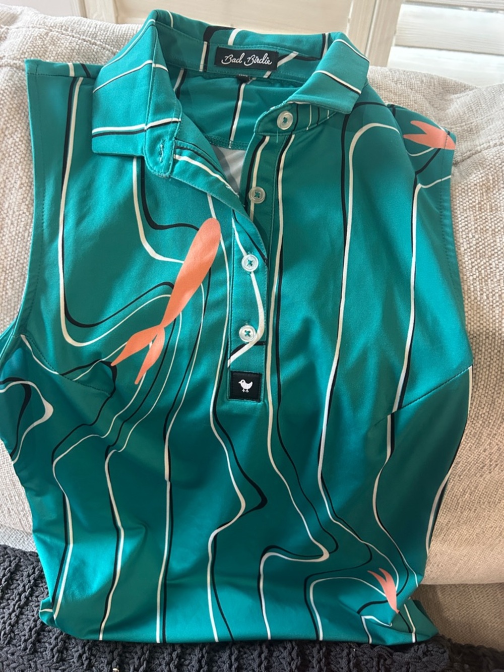 Bad Birdie Teal Sleeveless Polo